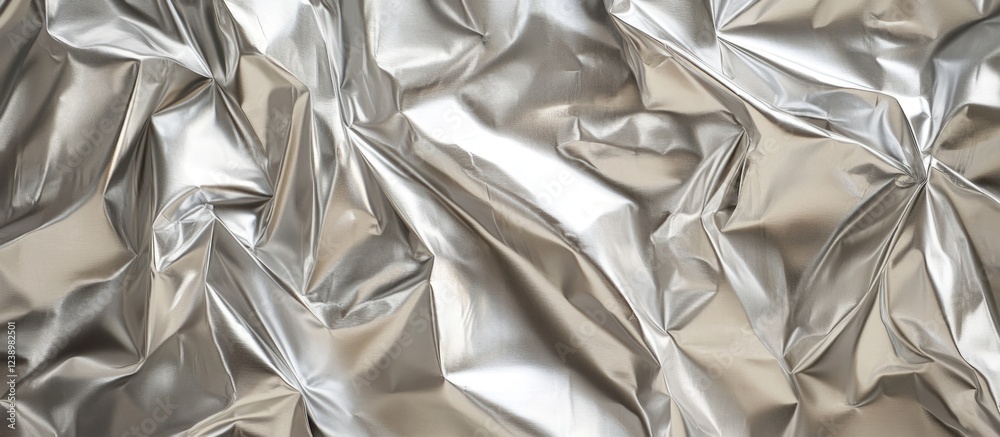 Aufkleber Wrinkled metallic silver foil texture background with reflections and highlights suitable for various design applications Copy Space