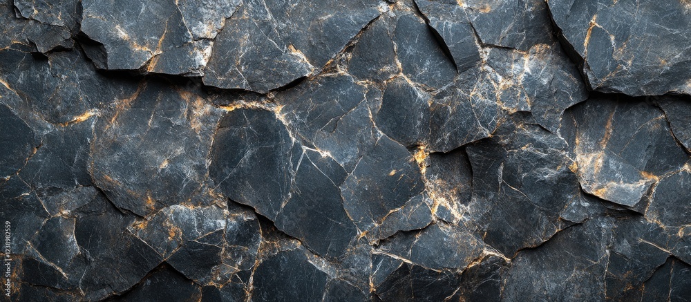 Aufkleber Black slate textured background with golden veins suitable for various design applications and presentations Copy Space