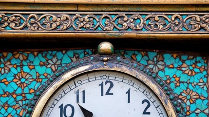 Obraz premium Ornate Antique Clock Face Mosaic Detail