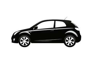Obraz premium Stylish black car silhouette, perfect for modern transportation themes, isolated on white background.