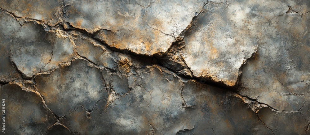Poster cracked textured wall surface with a mix of gray and brown tones suitable for backgrounds with copy 
