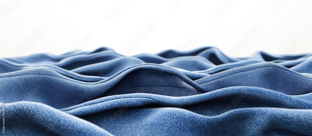 Aufkleber Blue fabric texture with soft waves and folds against a neutral background suitable for product displays and design projects Copy Space