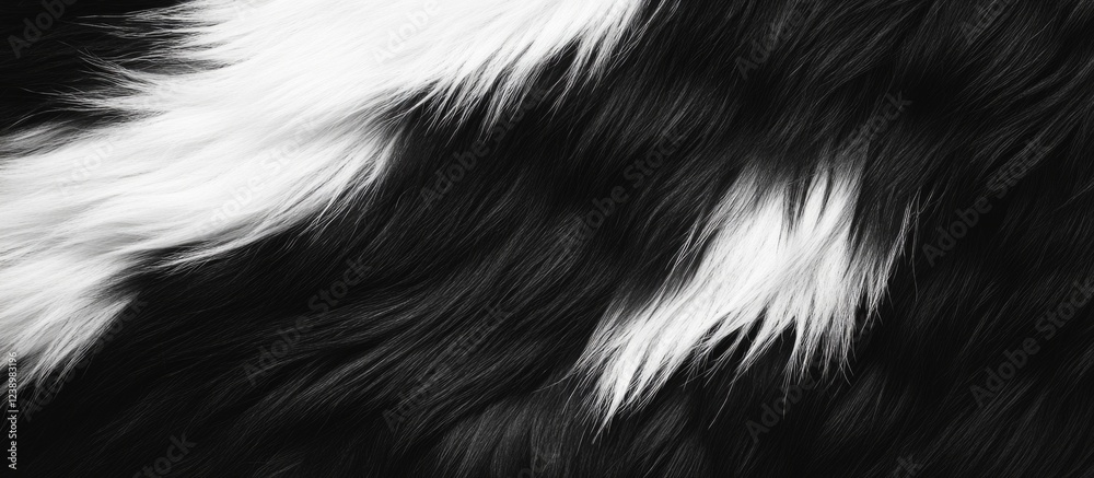 Aufkleber Black and white fur texture background with soft hair patterns suitable for various design projects Copy Space