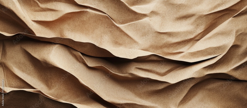 Aufkleber Crinkled textured fabric background in warm tones with visible folds and shadows suitable for design projects Copy Space