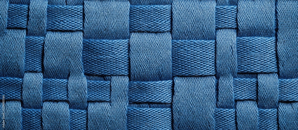 Aufkleber Blue fabric texture with woven pattern close-up background and detailed textile structure for design Copy Space
