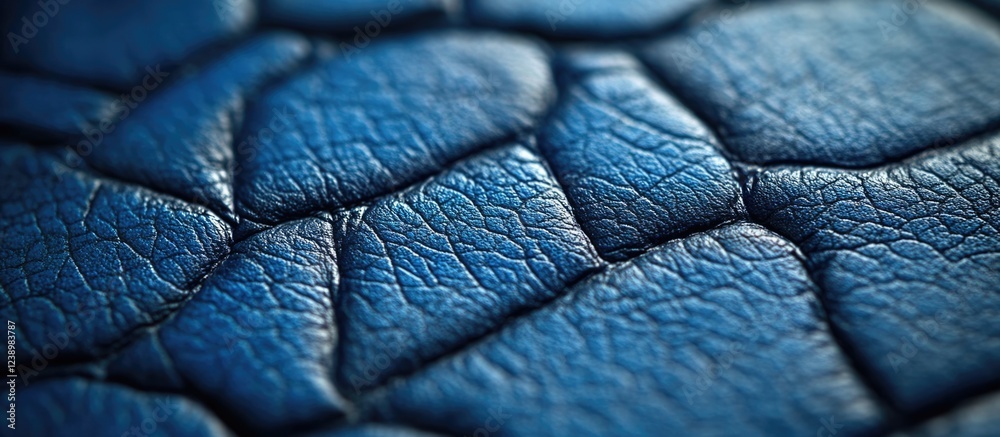 Aufkleber Close-up view of textured blue leather surface with visible creases and patterns suitable for backgrounds and design applications Copy Space
