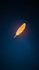 Golden Feather in a Starry Night Sky � Celestial Plume Background