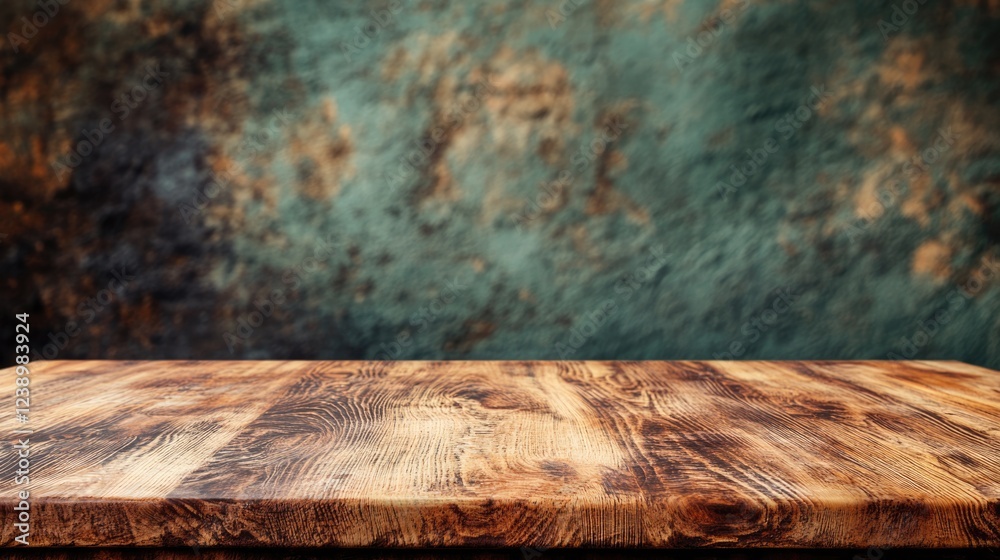 Poster wooden table surface with textured background and copy space for text placement