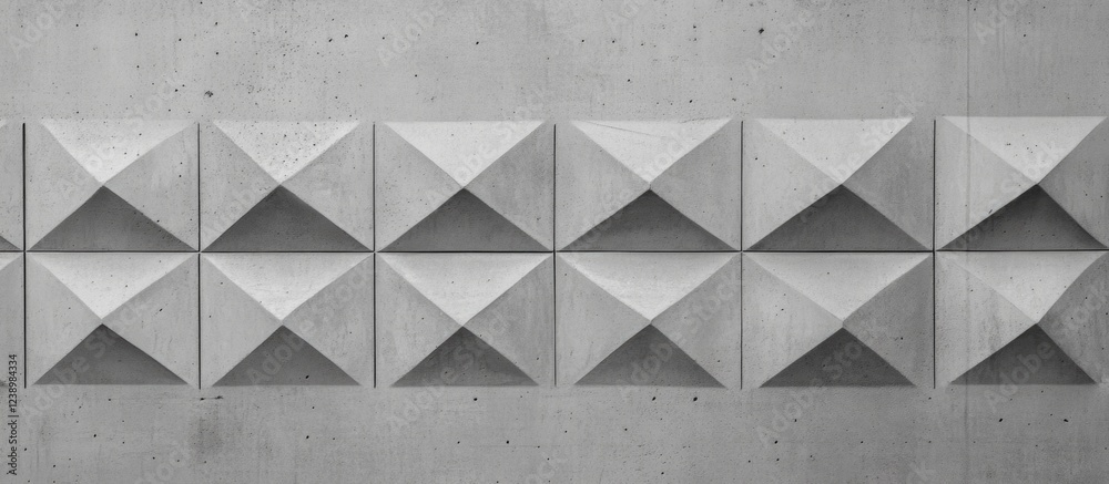 Poster geometric textured concrete wall with triangular patterns in a row creating a modern architectural d