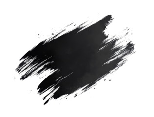 Abstract Black Ink Brush Stroke on transparent background