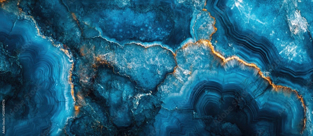 Aufkleber Blue Agate Stone Texture with Natural Patterns and Layers Copy Space