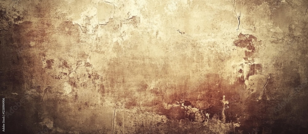 Poster textured grungy wall surface with peeling paint and scratches in warm earthy tones ideal for backgro