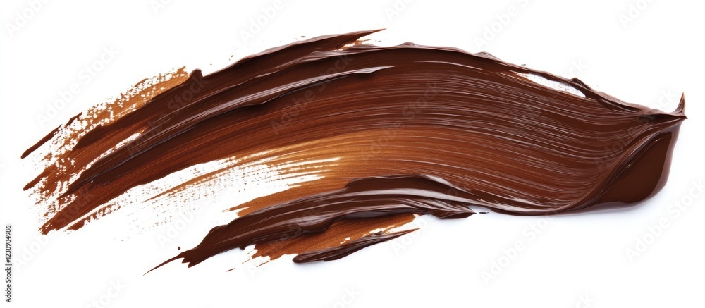 Poster brown paint smear on white background with texture details and copy space for design elements