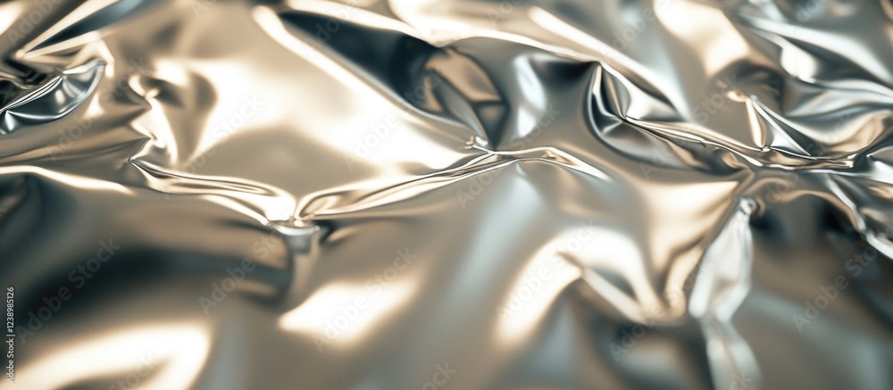 Aufkleber wrinkled metallic foil texture background with soft reflective surfaces and detailed creases for des