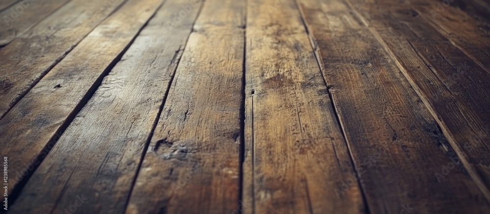 Aufkleber Wooden floorboards with rustic texture and weathered appearance suitable for various design applications Copy Space