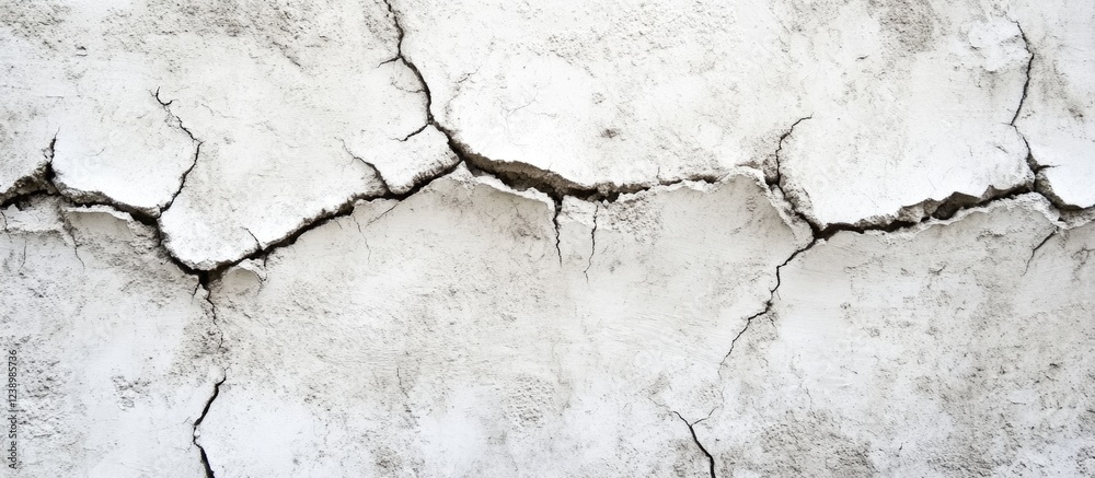 Poster cracked white wall texture with visible fissures and uneven surface detail ideal for backgrounds and