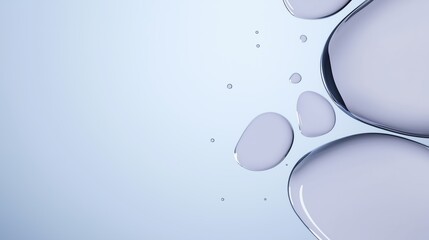 Transparent oil drops floating on water creating abstract pattern