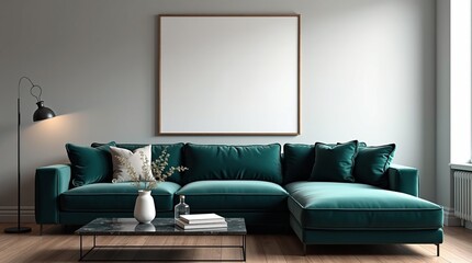 Modern Living Room Wall Art Frame Mockup with House Interior Background for Stylish Home Decor Projects