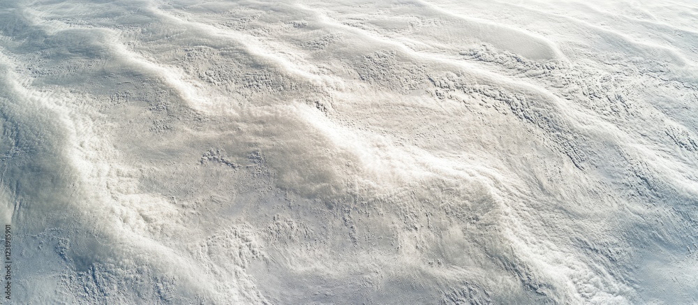 Poster Snowy landscape with textured patterns and soft shadows on the surface Copy Space
