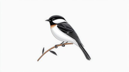 Fototapeta premium Detailed Illustration of a Stylish Bird Sitting on a Branch Isolated on White Background