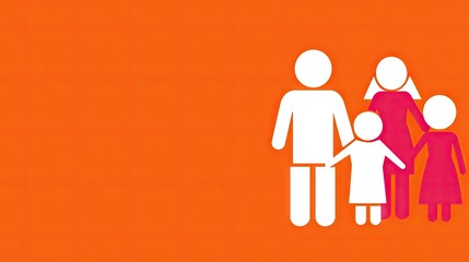 Family unity, orange background, website banner, togetherness