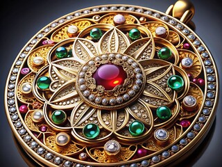 Obraz premium Intricate Gemstone Medallions on Transparent Background