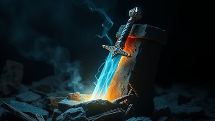 Enchanted Sword in a Dark Realm � Mystic Blade Background