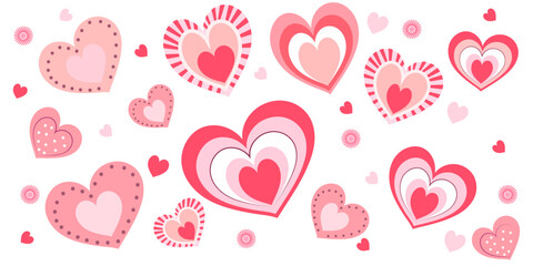 Beautiful Heart pattern design, Made with Lot of hearts in White Background in Banner Size.