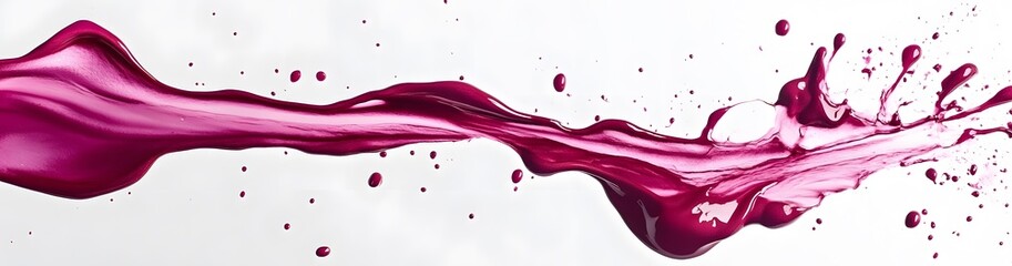 Vibrant magenta paint fluid flowing on a white background, creates a visual effect, generative AI