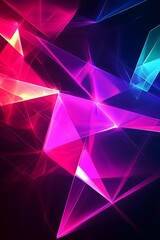 Obraz premium Vibrant Abstract Background with Pink and Purple Neon Light Rays, Dynamic Geometric Shapes, and Futuristic Energy Lines
