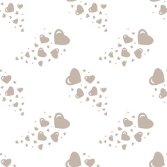Seamless pattern with beige hearts on a white background