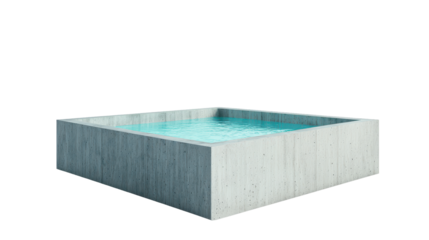 Modern geometric swimming pool with angular corners and clear water