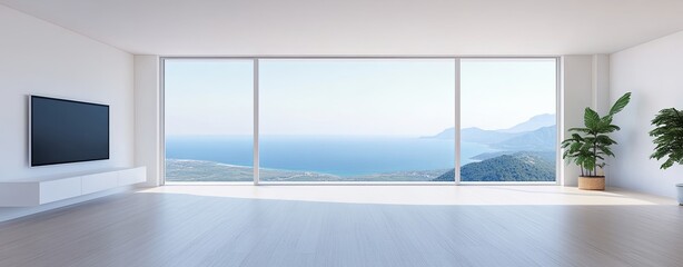 Fototapeta premium Futuristic Smart Apartment with Ocean View
