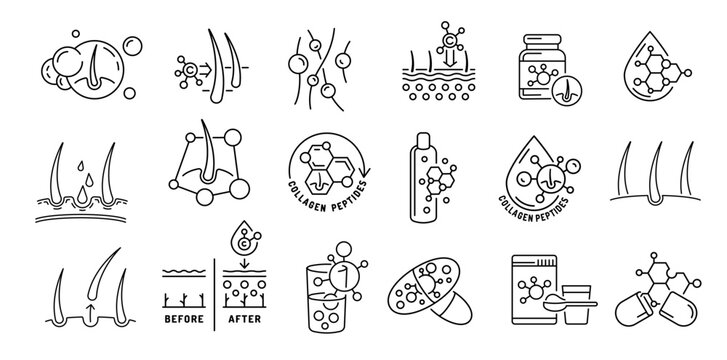 Benefits of collagen for hair. Vector illustration.
