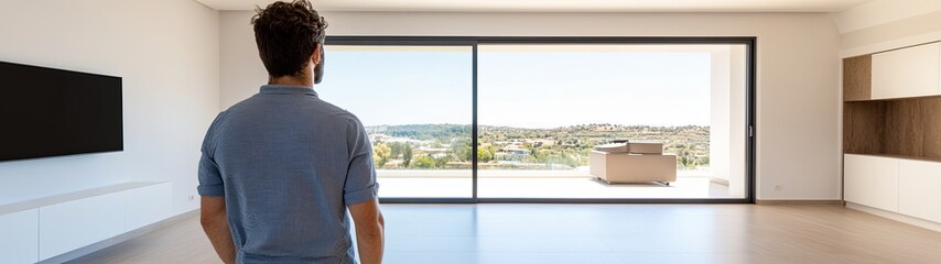 Fototapeta premium Modern Smart Apartment with Panoramic Glass Views