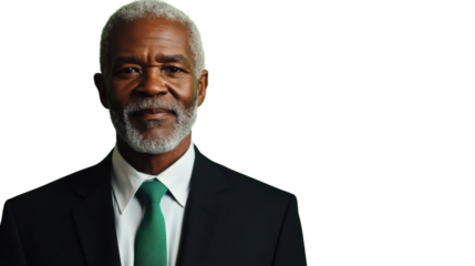 Confident senior businessman smiling with transparent background