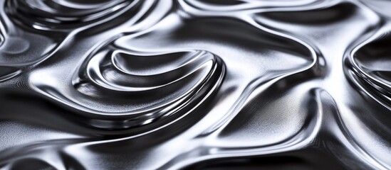 Naklejka premium Metallic liquid surface with fluid patterns and reflections Copy Space