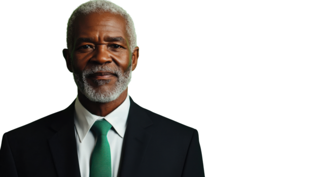 Confident senior businessman smiling with transparent background