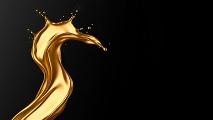 Fototapeta premium Golden Liquid Splash - Luxurious Abstract Art � Lavish Wave Background
