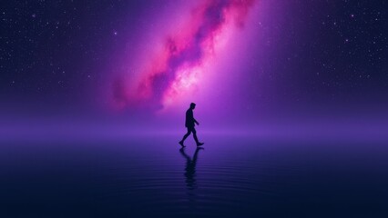 Solitude Under a Cosmic Purple Sky � Ethereal Twilight Background