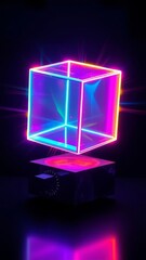 Neon Cube: A Vibrant Geometric Design � Bold Tech Background