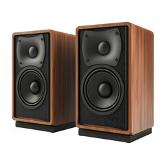 Fototapeta premium Hi fi bookshelf speakers with wooden finish, perfect for audio enthusiasts