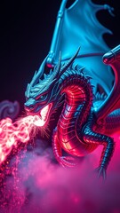 Obraz premium Fierce Glowing Dragon in Vivid Colors � Radiant Fantasy Background