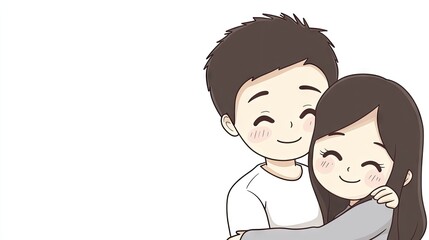 Happy couple embracing, white background, love, relationship, design