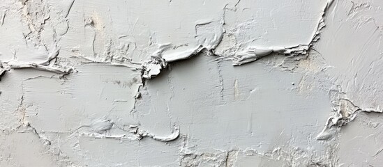 Obraz premium Textured wall surface with peeling paint in light gray color and rough, abstract patterns with Copy Space for design applications.