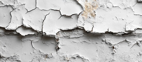 Obraz premium Cracked and Peeling Gray Paint Texture on Surface with Visible Layers and Copy Space