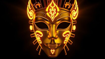 Golden Glowing Mask: A Masterpiece of Artistic Design � Opulent Culture Background