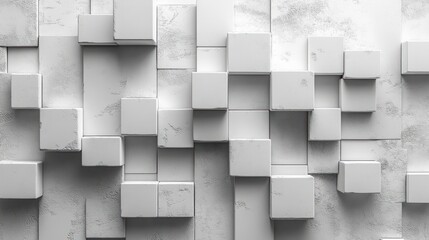 White Geometric Pattern Background With 3D Cubes Soft Lighting Shadow Space