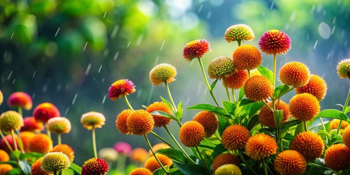 Kadam Flower Blooming in Bangladesh's Rainy Season - Lush Green Background
