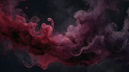 Black dark purple red burgundy wine magenta maroon plum watercolor texture, abstract art background, chaotic grunge stain smoke fog, fantasy stormy night sky with clouds.

